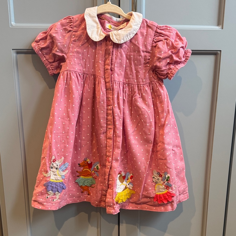 Boden Pink Dress with Applique Characters